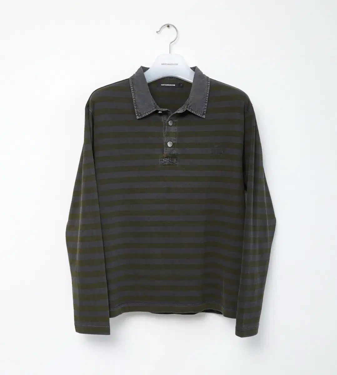 Hatchingroom ヴィンテージ ストライプ ポロ Tシャツ Stripe polo tee イェロー