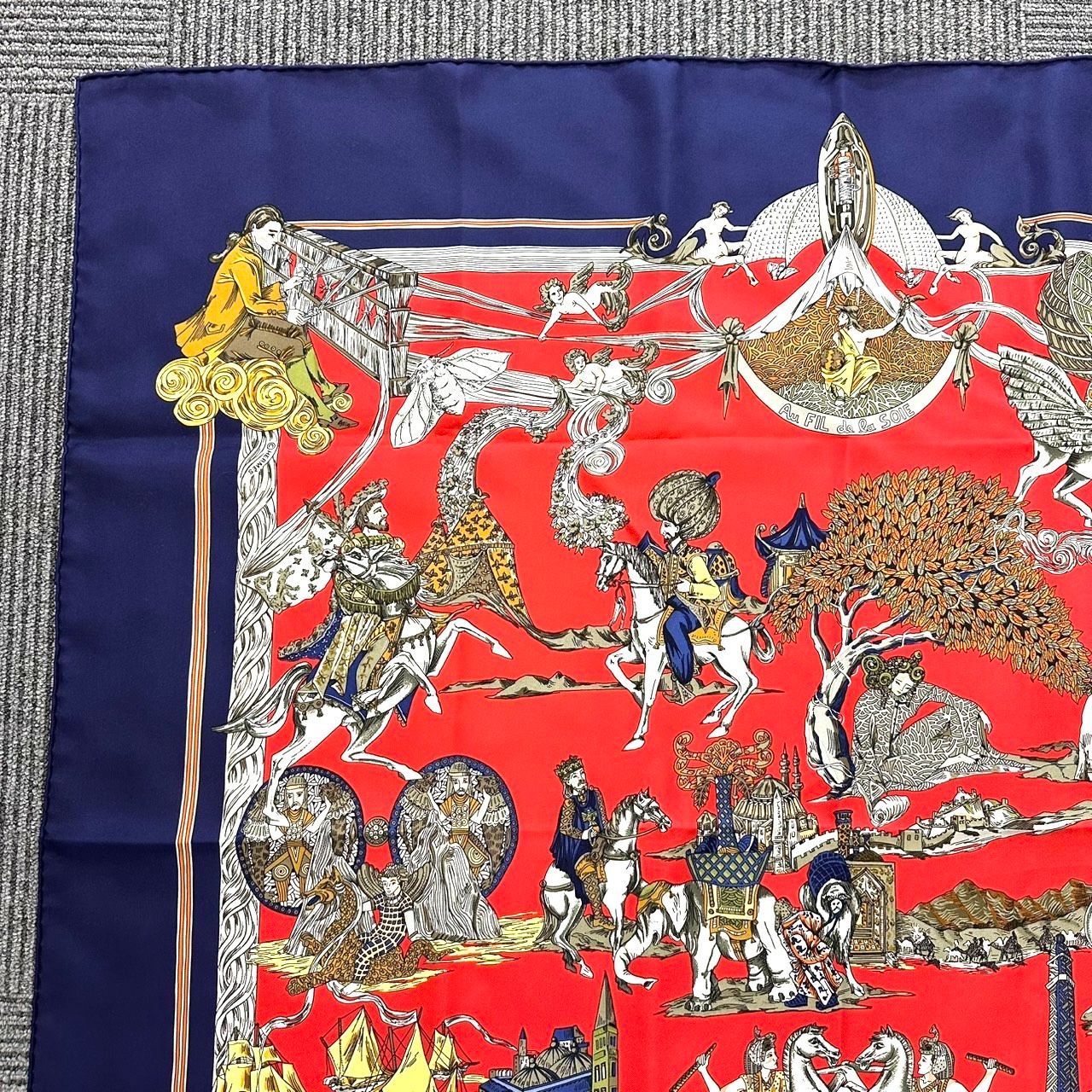 返品OK】美品 HERMES エルメス カレ90 スカーフ Au FIL de la SOIE 