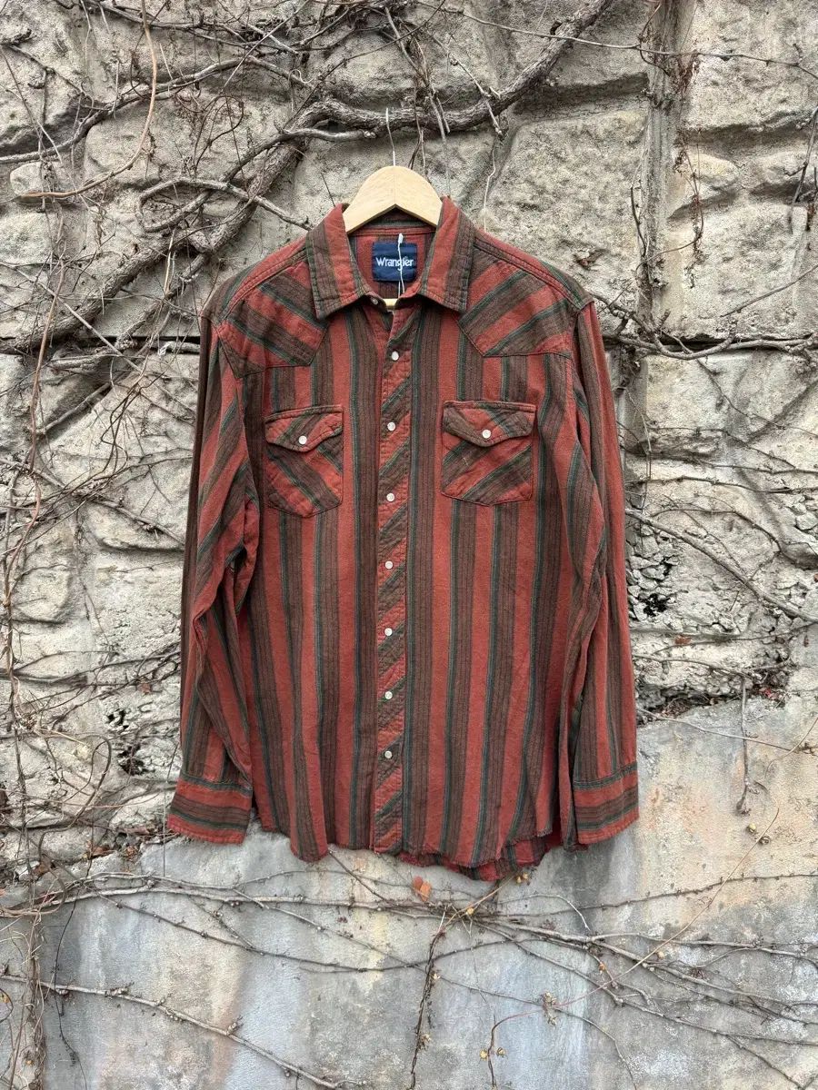 Wrangler ヴィンテージ コットン ストライプ ウェスタン シャツ