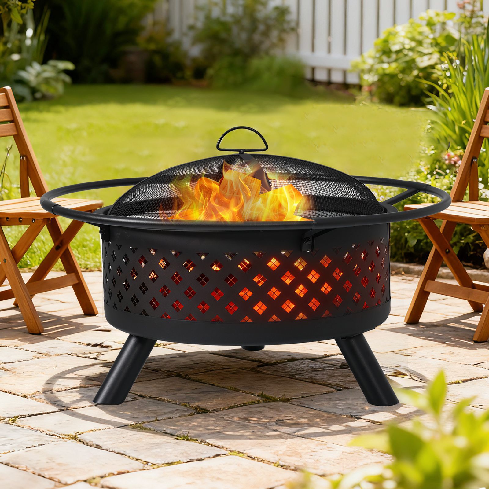 ファイヤーピット 焚き火台 バーベキューコンロ 焚火台 大型焚火 ファミリーキャンプ キャンプ キャンプグッズ 大型 二次燃焼 BBQ BBQコンロ  焚き火台 屋外 アウトドア ブラック - メルカリ