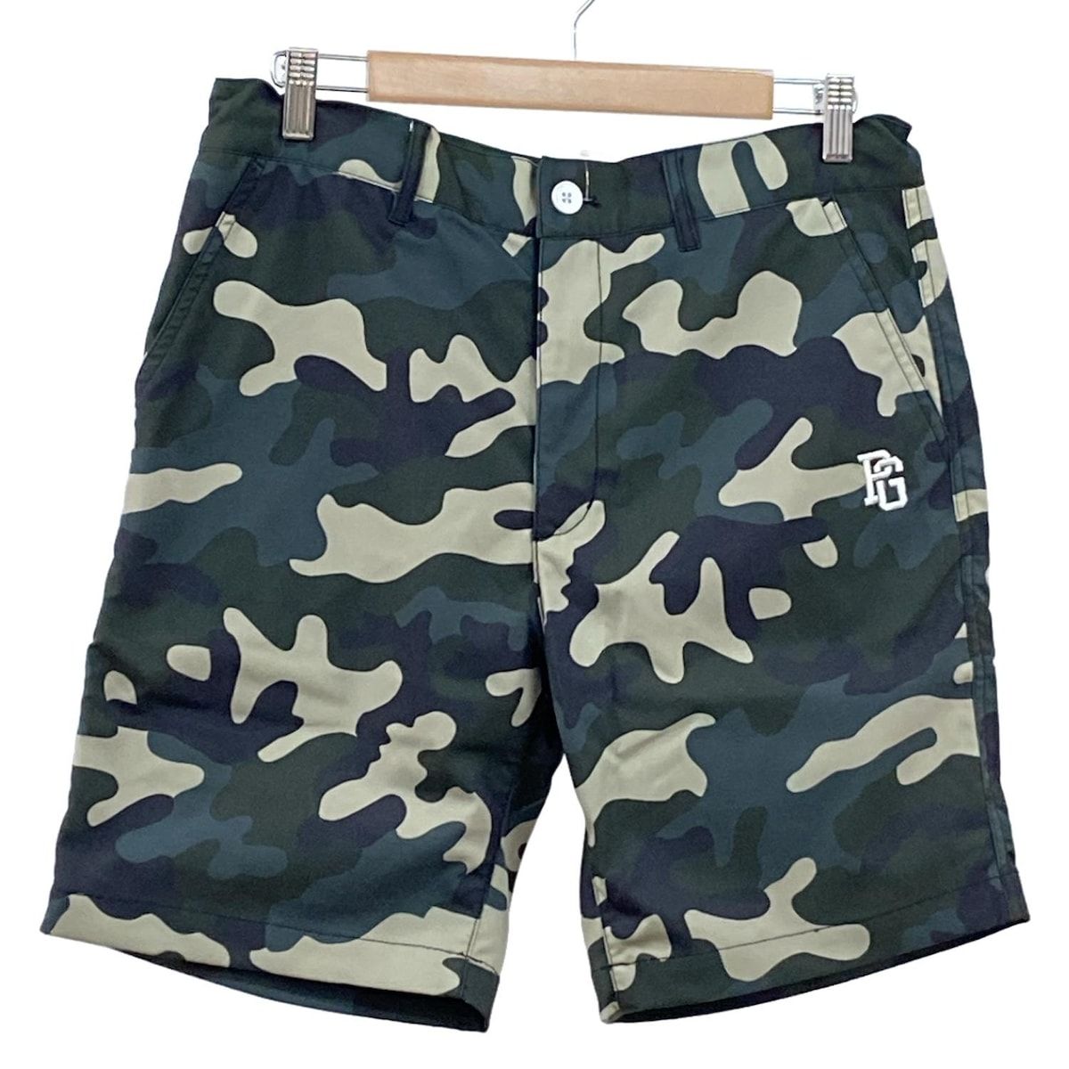 PEARLY GATES パーリーゲイツ ハーフパンツ サイズ5 XL メンズ - ダークグリーン×ベージュ×マルチ 迷彩柄