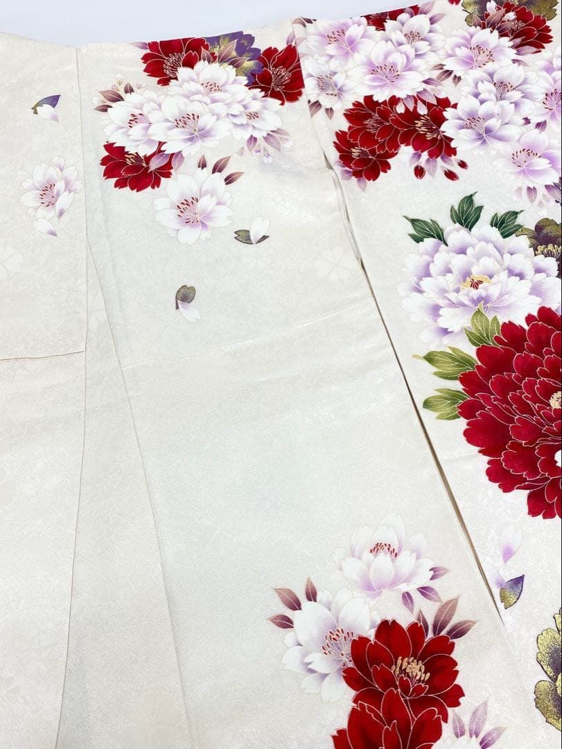  振袖 ラメ刺繍 金彩 牡丹 大輪 身丈165 cm 撥水加工済 MO 3274 振袖 着物