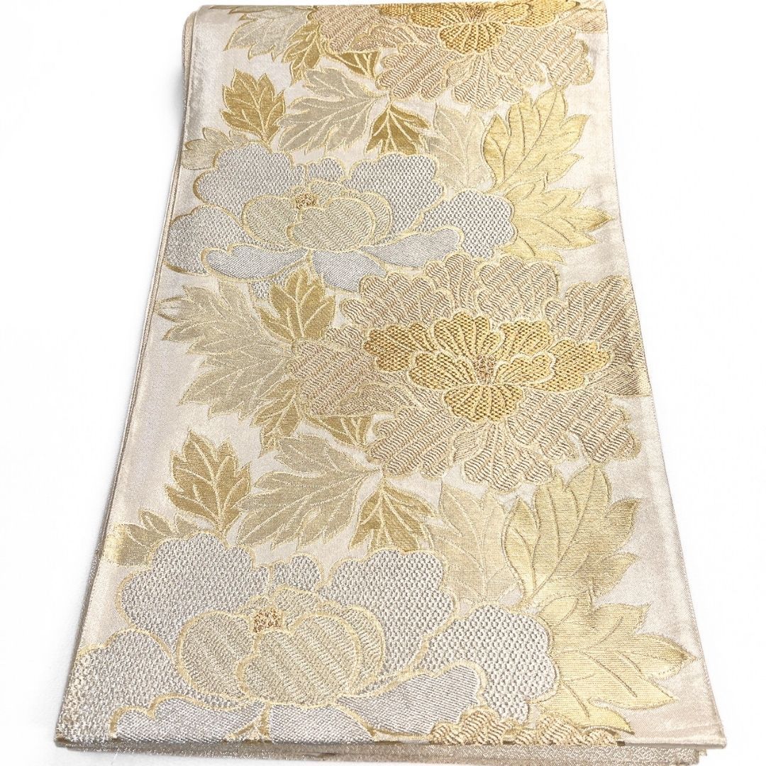 袋帯　刺繍　金彩　牡丹　花模様　着物　114b p ms 本場筑前博多織 未着用 袋帯 牡丹 着物 012b p ms - メルカリ