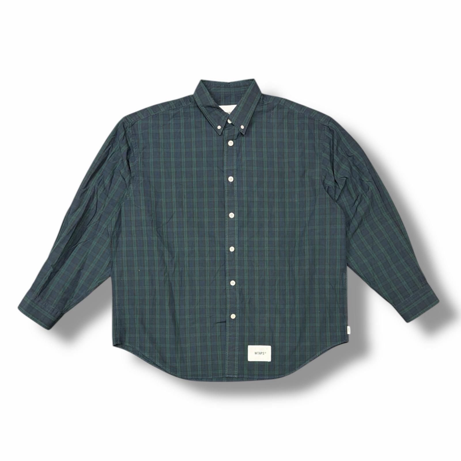 参考上代34 100円 WTAPS 25 SS LS | Cotton. Broadcloth. Textile. 長袖チェックシャツ ダブルタップス 251 TQDT-SHM 03 グリーン L 6392 M