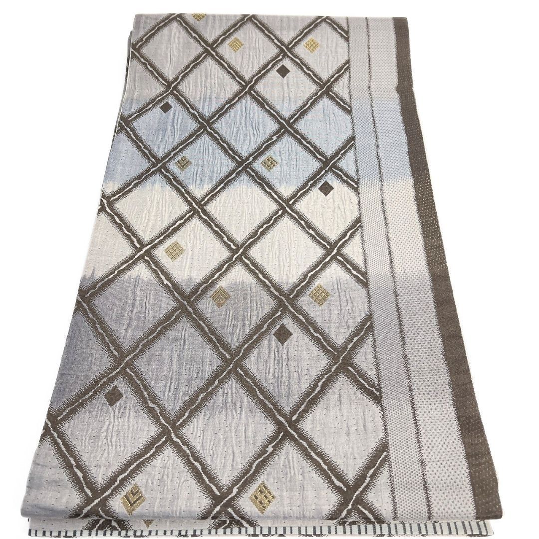 袋帯　全通　未使用 未着用 全通 袋帯 菱模様 縦縞 金糸 着物 012b p ms - メルカリ