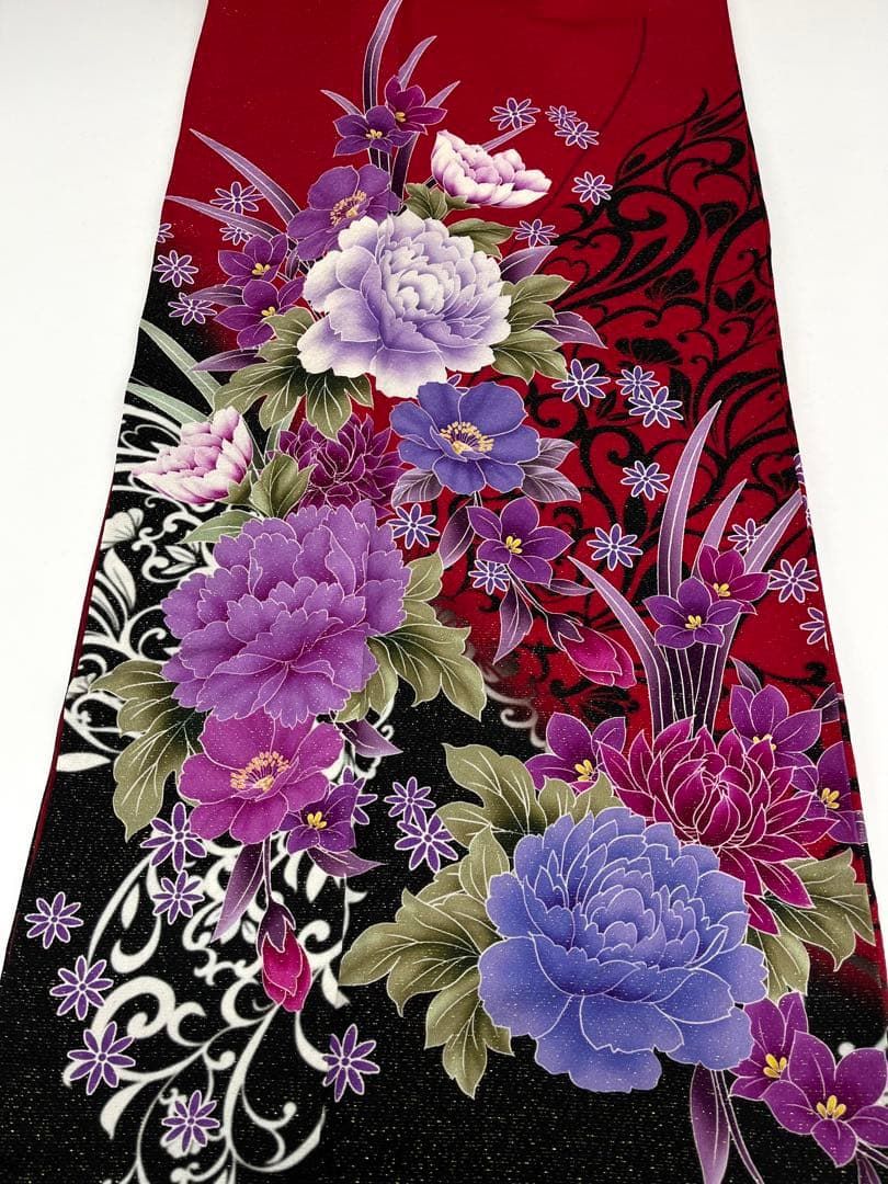  振袖 刺繍 金通し 牡丹 蝶 身丈170 cm 撥水加工済 MO 3277 振袖 着物