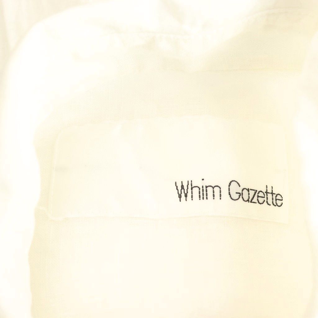 美品❤️24ssウィムガゼット　リネン100% 刺繍　長袖シャツ　白 Whim Gazette（ウィム ガゼット） tシャツ スリーブロゴロングTシャツ