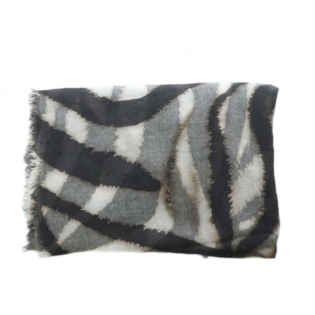 アロンピ ALONPI Zebra カシミヤシルク ストール ゼブラ 黒 ブラック グレー 茶色 ブラウン |RI OS
