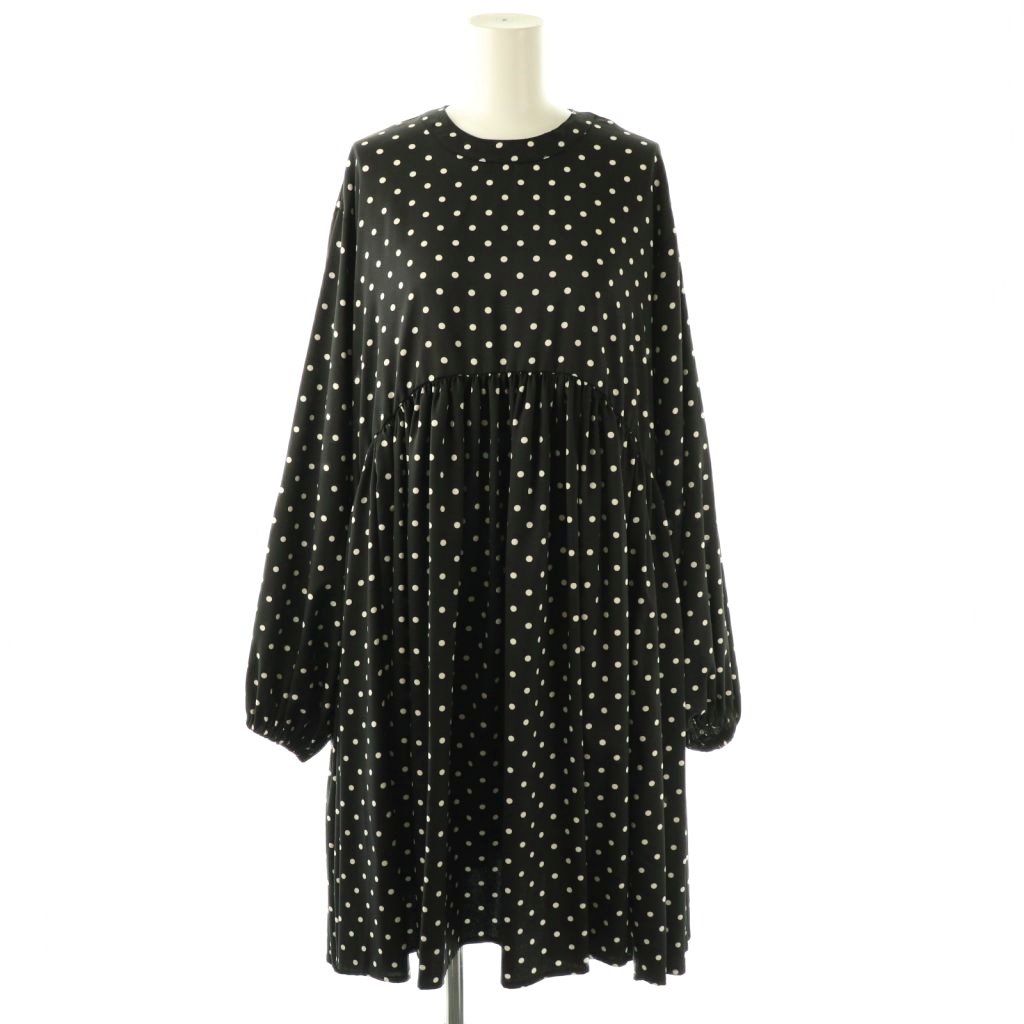 ビアズリー ガリャルダガランテ 23 AW パール釦ギャザーチュニックブラウス ドット 長袖 F ブラック |HK OS