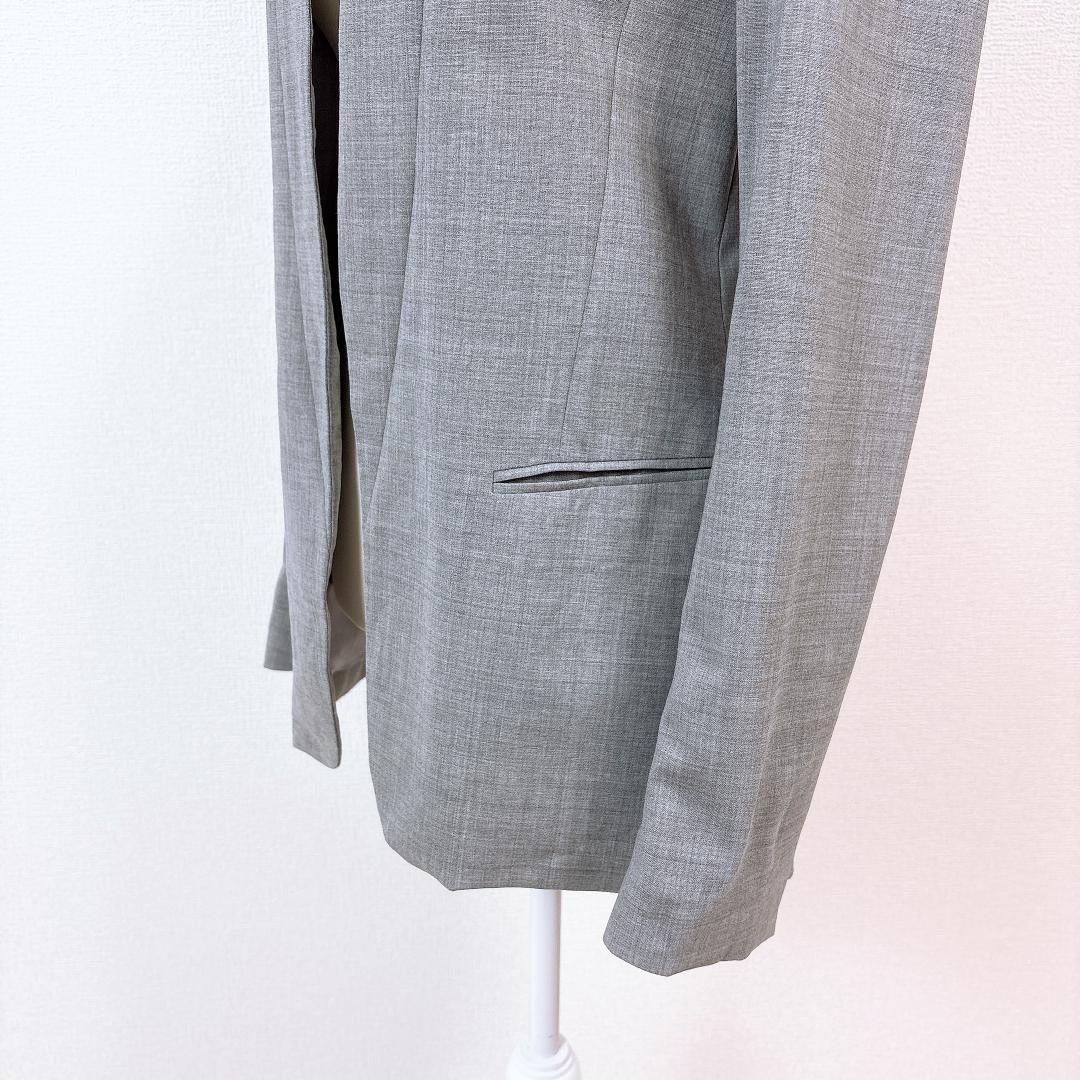 ＊極美品＊ Theory ノーカラージャケット グレー size４ 美品】theory ノーカラーテーラードジャケット グレー 2 - メルカリ
