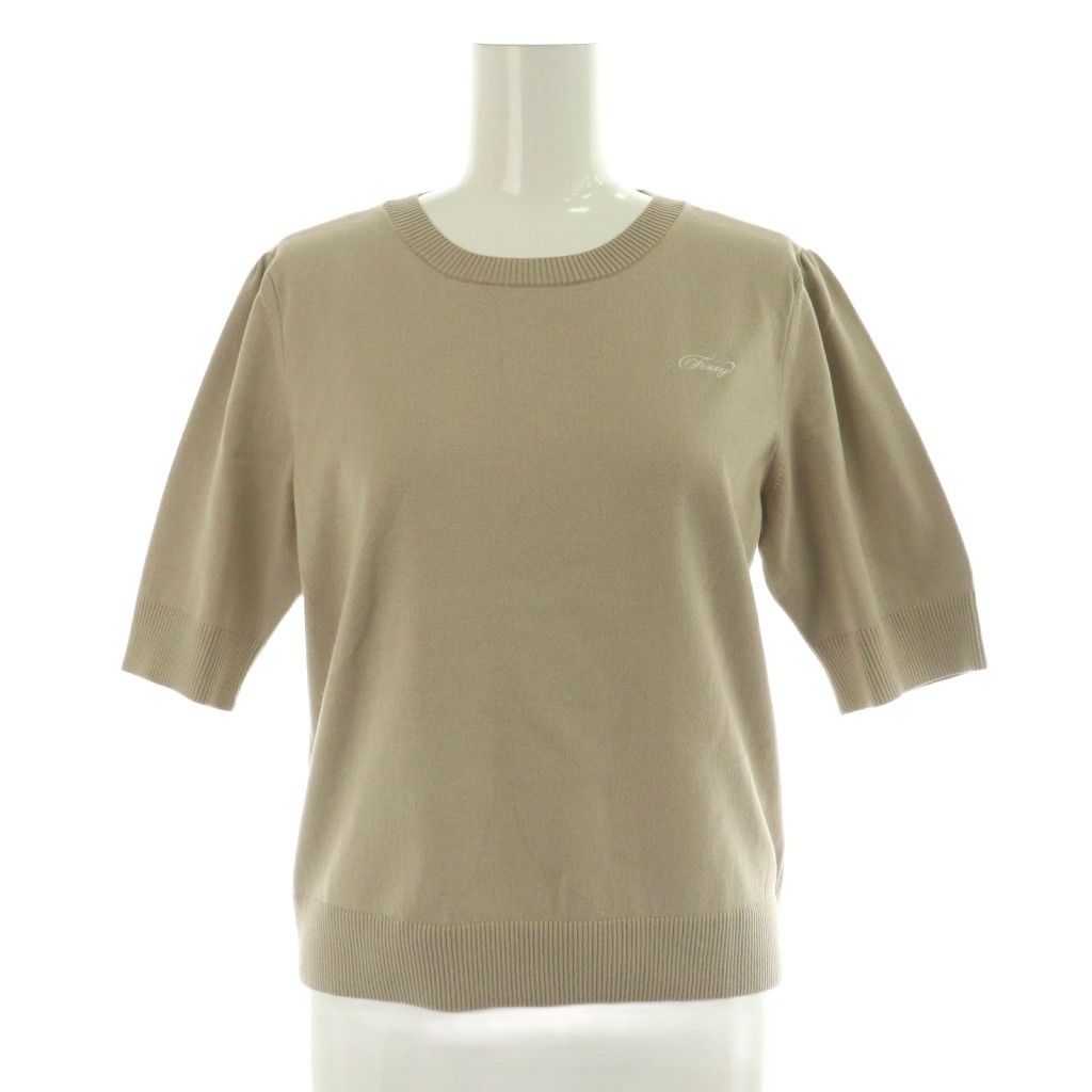 フォクシーニューヨーク FOXEY YORK 45325 Knit Top ニット Washable Melodie カットソー 半袖 38 ベージュ |HK OS