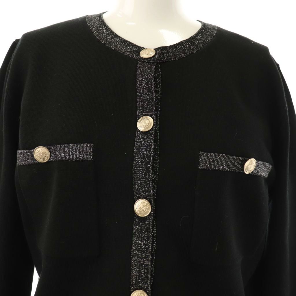 極美品 アプワイザーリッシェ ラメ配色ジャケットアンサンブル ブラック Apuweiser-riche（アプワイザーリッシェ）の「ラメ配色ジャケット
