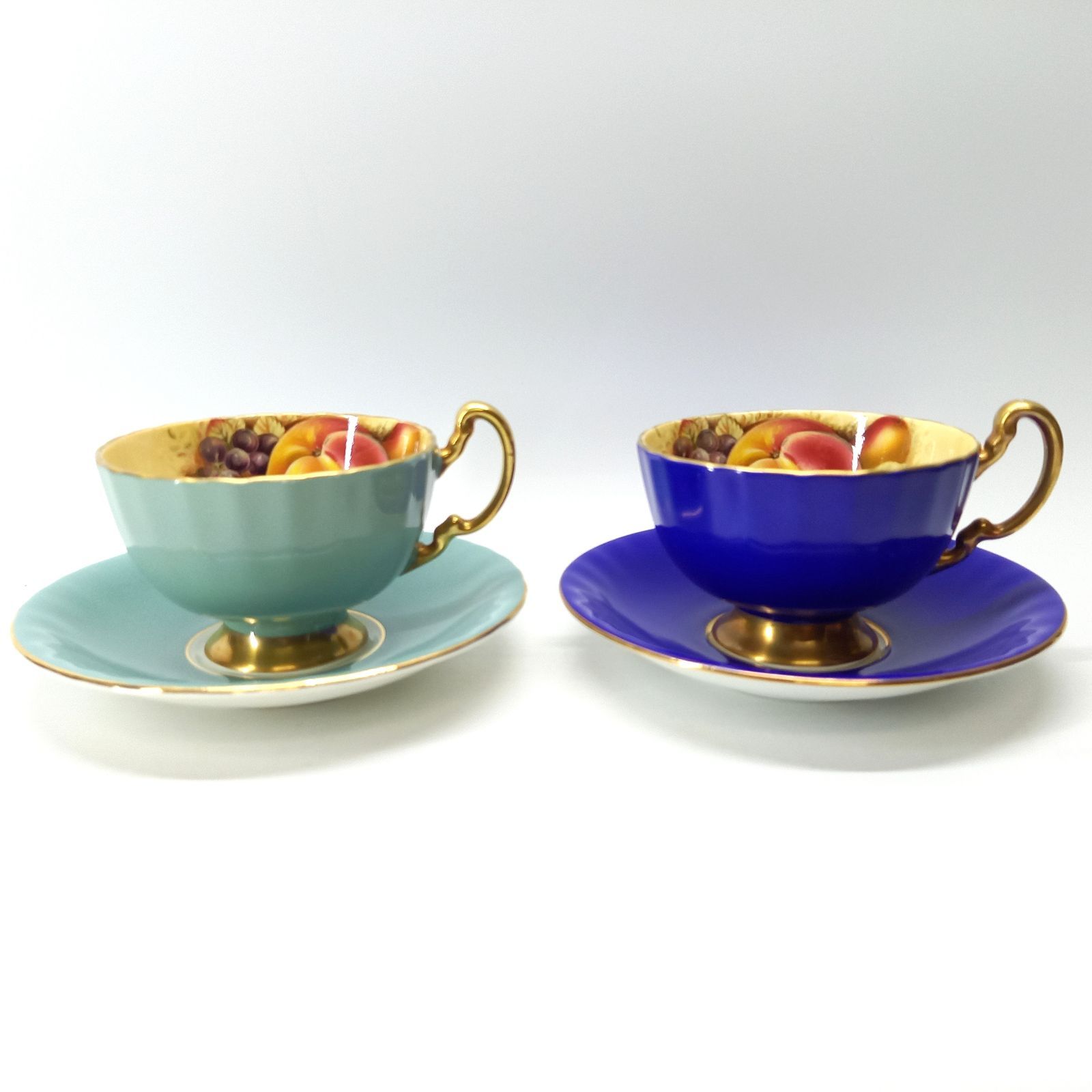 エインズレイ オーチャドゴールド ペア カップ＆ソーサー ペンブロック プレート セット