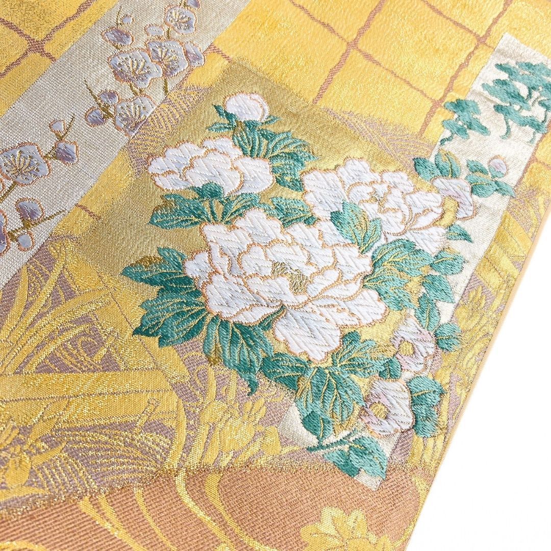 袋帯　唐織　牡丹　紫陽花　菊花　金糸　着物　012b p ms 袋帯 唐織 牡丹 紫陽花 菊花 金糸 着物 012b p ms 【公式通販】