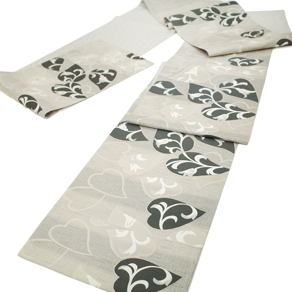 袋帯 正絹 リサイクル 京都 西陣 吉村織物 綾羅 蔦屋楽壽 落款 桃皮染 金糸 グレージュ 花びら 一蔵 扱い カジュアル 春 秋 冬 上 西陣織 仕立て上がり みやがわ sb 54991