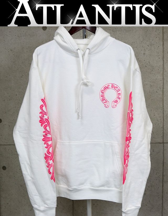 CHROME HEARTS クロムハーツ ホースシュー 袖フローラルクロス パーカー メンズ size L 白 101742