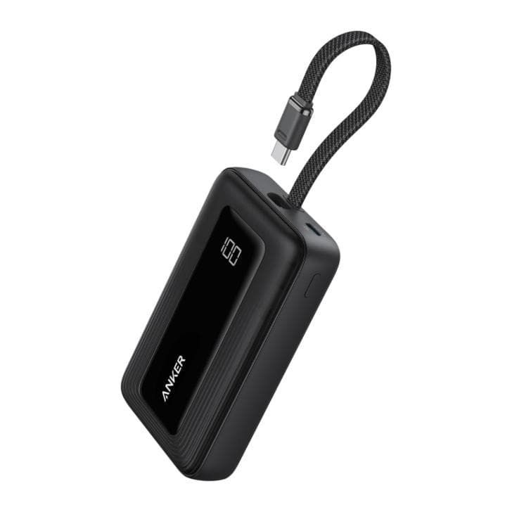 Anker Zolo Power Bank 10000mAh 30W ケーブル一体型 モバイルバッテリー ディスプレイ搭載 USB-C PD PowerIQ PSE適合 ブラック Anker Zolo Power Bank, 10,000mAh 30W Max Fast Portable