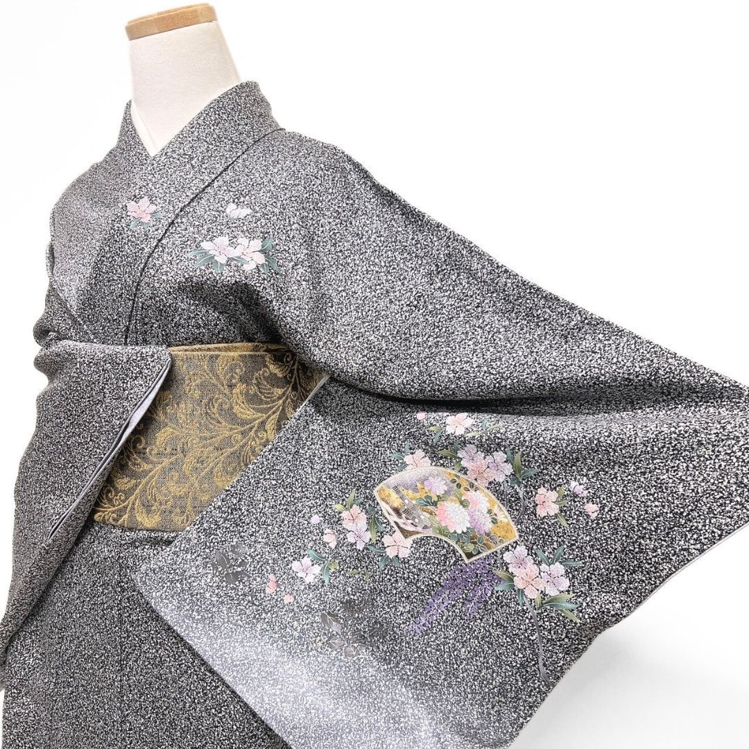 付け下げ　金彩　銀彩　たたき染　雪輪　花模様　萩　着物　012b p ms 付け下げ 金彩 銀彩 たたき染 雪輪 花模様 萩 着物 012b p ms 【公式通販】