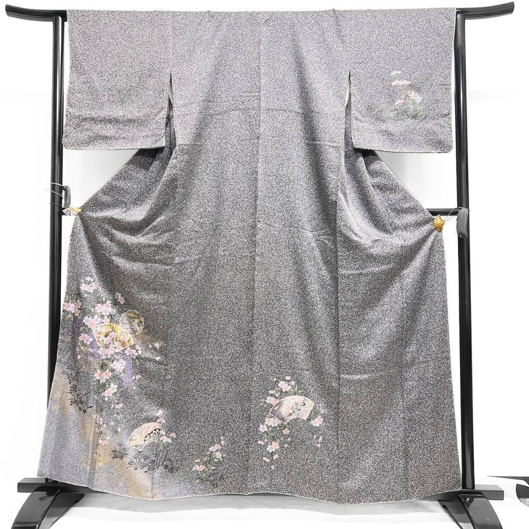 付け下げ 金彩 銀彩 たたき染 雪輪 花模様 萩 着物 012b p ms 付け
