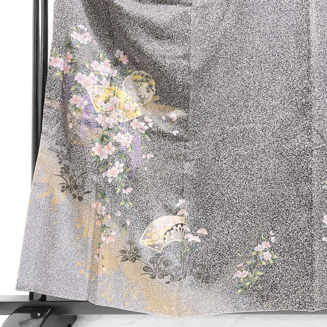 その他 付け下げ 金彩 銀彩 たたき染 雪輪 花模様 萩 着物 012b p ms