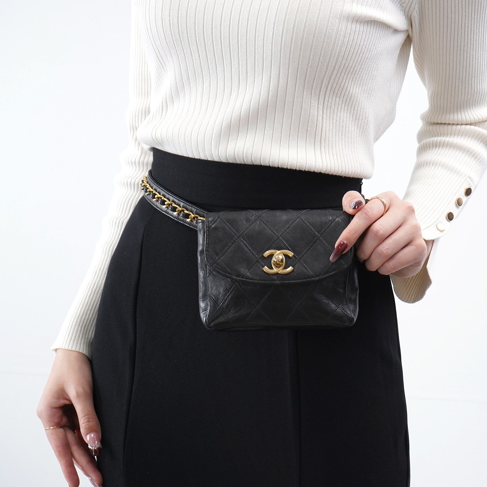 VINTAGE CHANEL ビコローレ ココマーク レザー ウエストポーチ - メルカリ