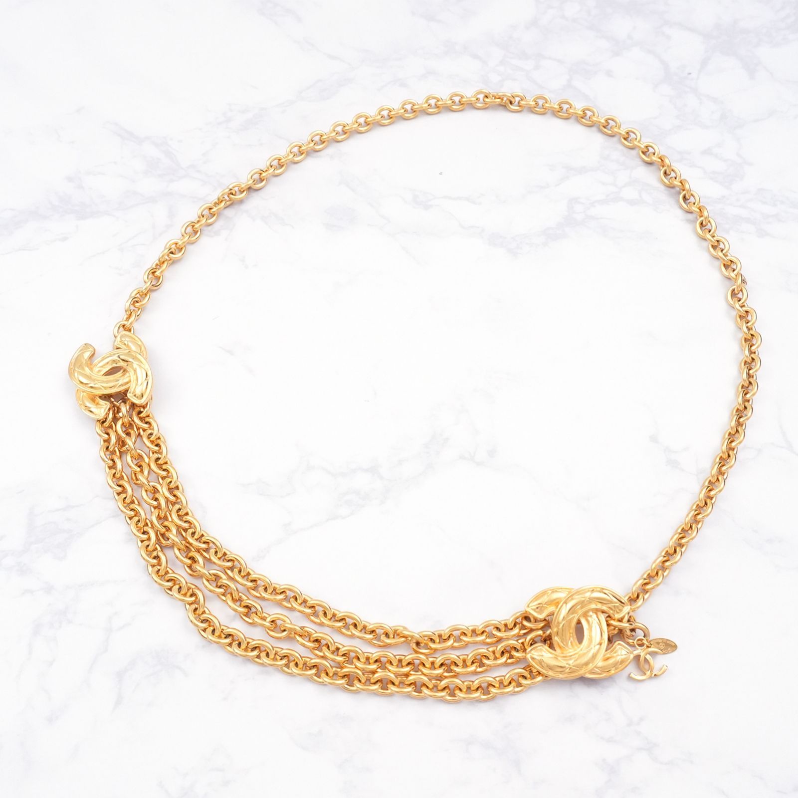 美品】CHANEL ダブル ココマーク マトラッセ チェーンベルト - メルカリ