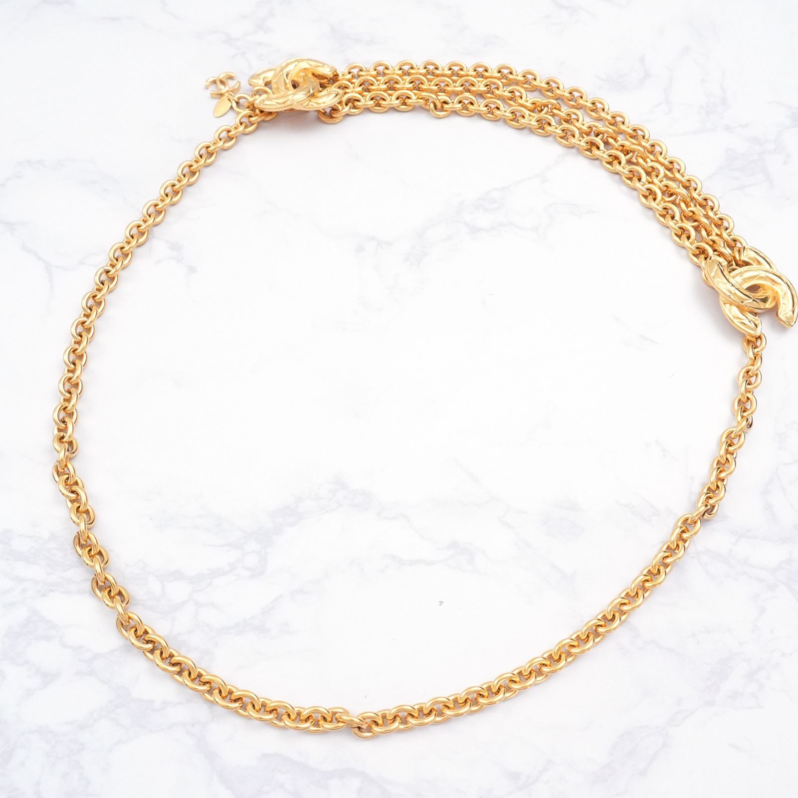 美品】CHANEL ダブル ココマーク マトラッセ チェーンベルト - メルカリ