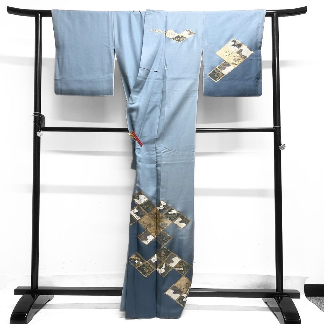 付け下げ　金彩　菱模様　萩　霞　菖　着物　012b p ms 付け下げ 金彩 菱模様 萩 霞 菖 着物 012b p ms 【公式通販】