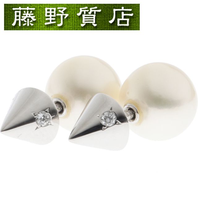 仕上げ済 タサキ TASAKI 田崎 リファインドリベリオン パール ダイヤ ピアス 1 PD K 18 WG ホワイトゴールド ダイヤモンド 田崎真珠 ジュエリー ブランド earring ブランドジュエリー kピアス パールピアス 8646
