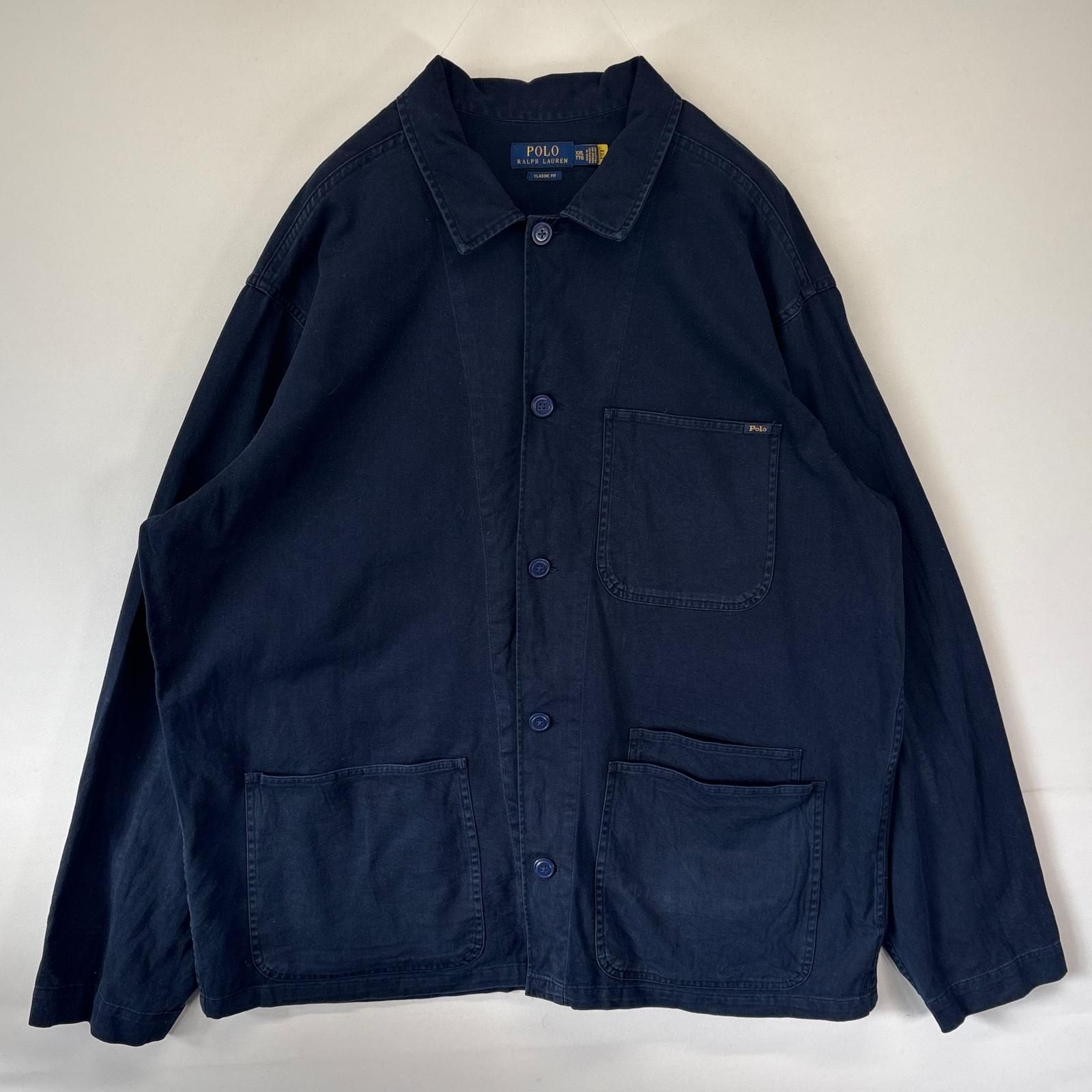 ラルフローレン　カバーオール　ビッグサイズ　襟コーデュロイ　ブルー　古着 ラルフローレン Ralph Lauren カバーオール ビッグサイズ 襟