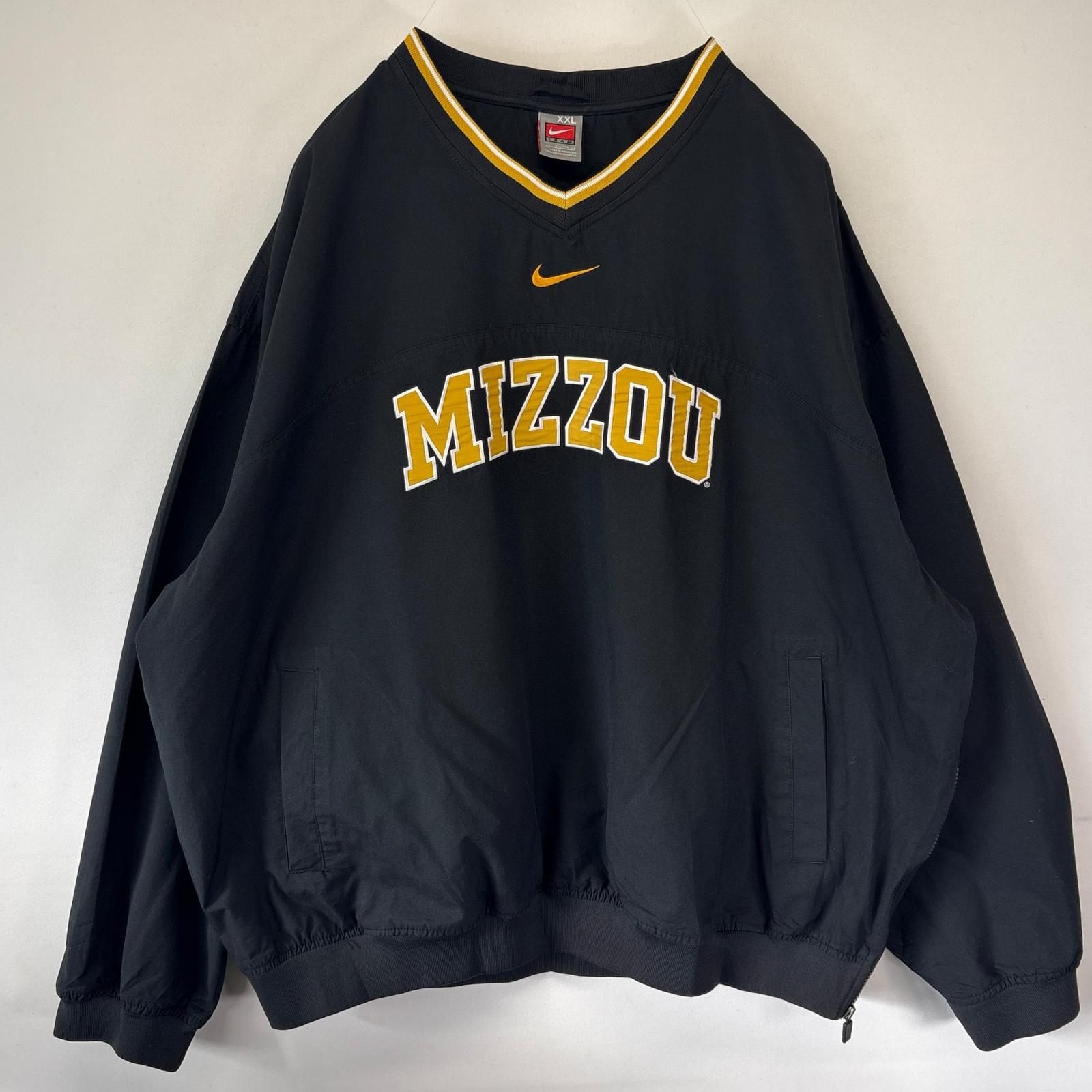 古着 ナイキ NIKE ナイロンジャケット プルオーバー ピステ センタースウッシュ 大きいサイズ チームロゴ 2 XL ブラック メンズ