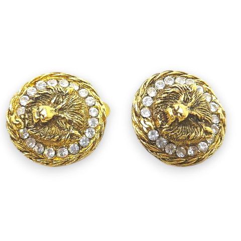 シャネル CHANEL ヴィンテージ イヤリング ライオン ラインストーン ココマーク アクセサリー