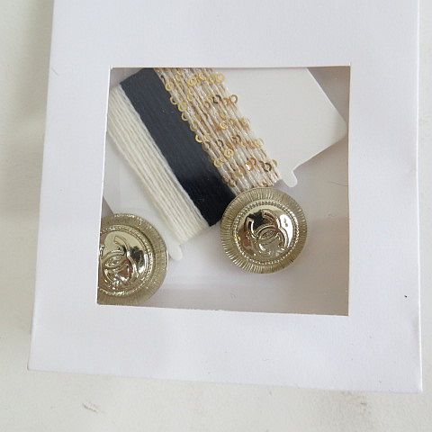 シャネル CHANEL 21 C P 70334 K 10030 NB 041 38 Jacket 補修糸 替えボタン 大小