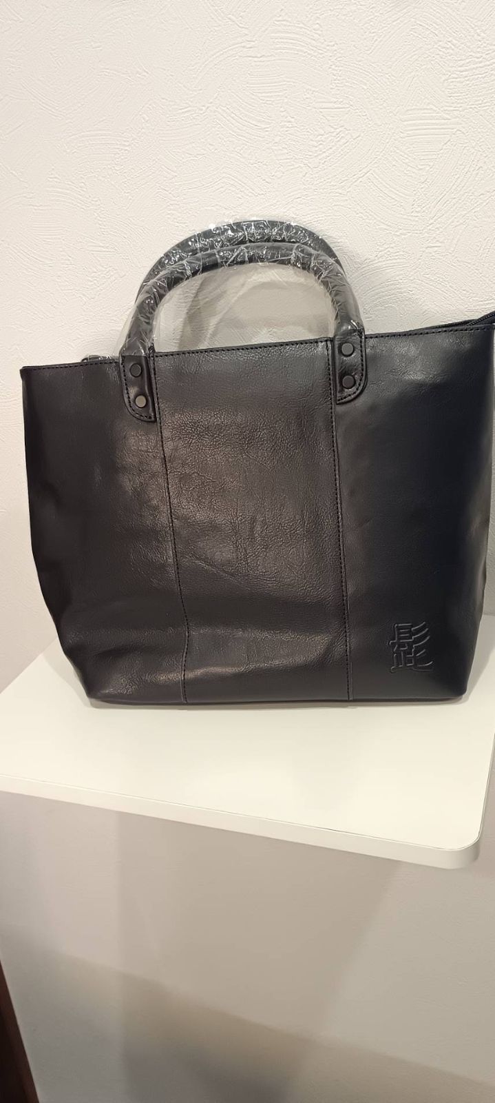 ♥ 髭バッグ 本革トートバッグ ムコーティング 黒 A 4大容量