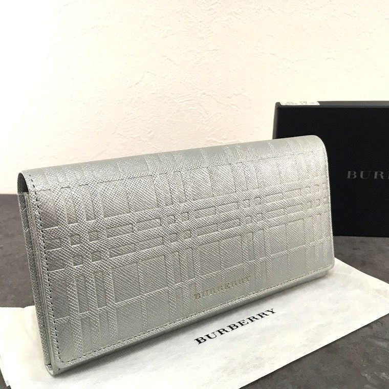 み 長財布 シルバー チェック柄 き 531