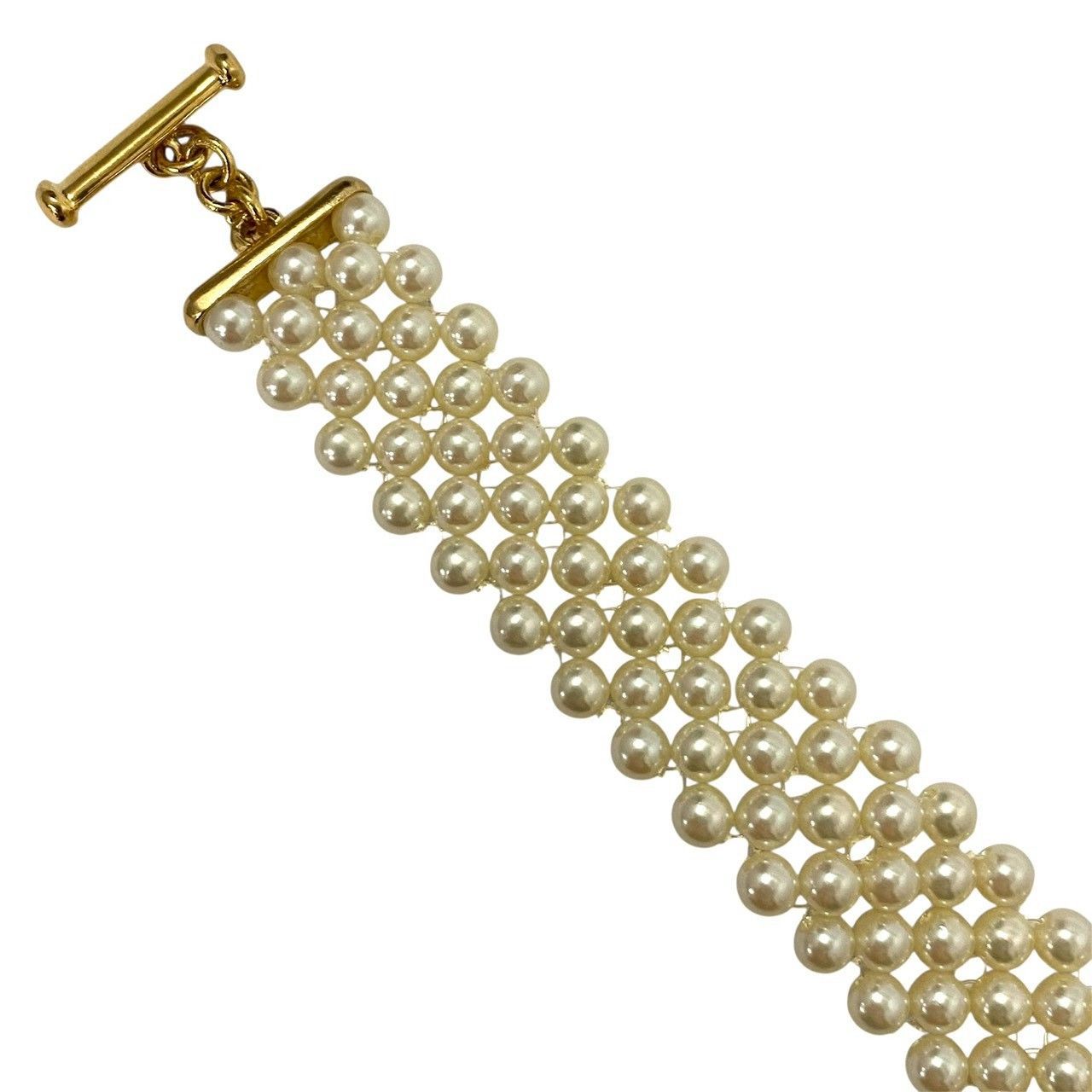 イヴサンローラン　フェイクパール　ハート留め具　ネックレス イヴサンローラン フェイクパール ハート留め具 ネックレス