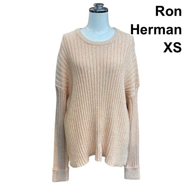 ロンハーマン Ron Herman リブニットトップス セーター 長袖 ドロップショルダー オレンジ系 コットン XS 5-7号 レディース Y 6 A 001