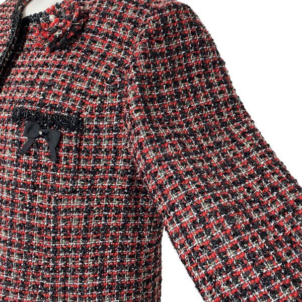 ◇ 未使用 スーパービューティー Super Beauty ツイードノーカラー