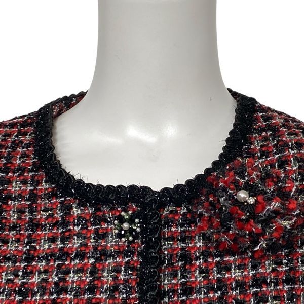 ◇ 未使用 スーパービューティー Super Beauty ツイードノーカラー