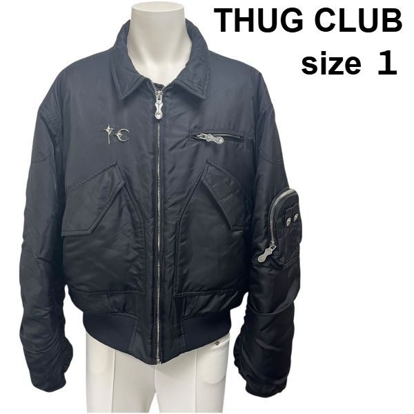 サグクラブ THUG CLUB A Wingless Bird ボンバー MA-1 フライト ブルゾン 黒 コットン 1 S～M メンズ S 6 116