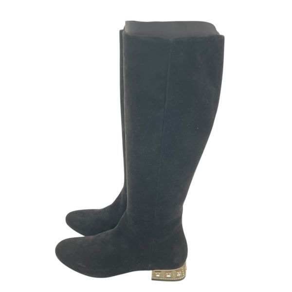 ○□ 美品 ミュウミュウ MIU MIU ロングブーツ ビジュークリスタル