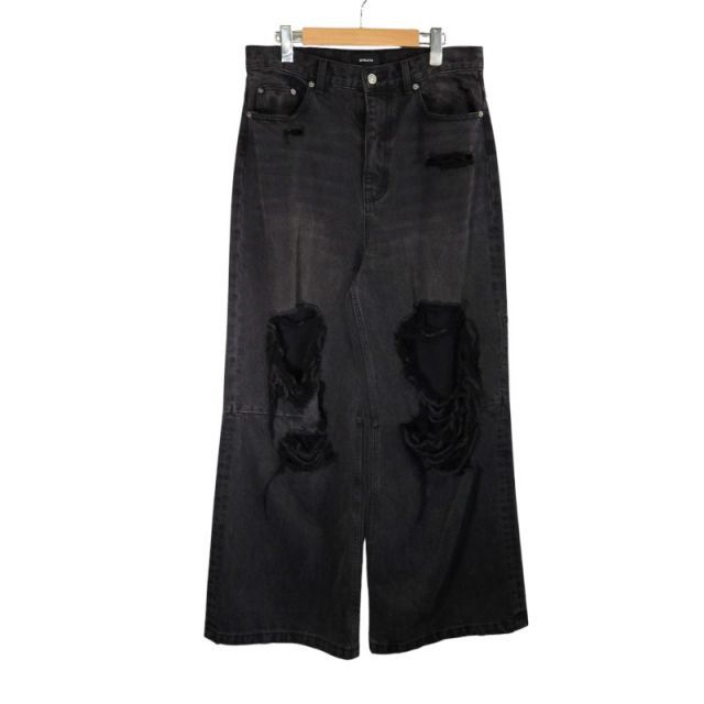 BREATH CRASH WIDE BLACK JEAN ブレス クラッシュ ワイド ブラック ジーンズ バギー パンツ ボトムス