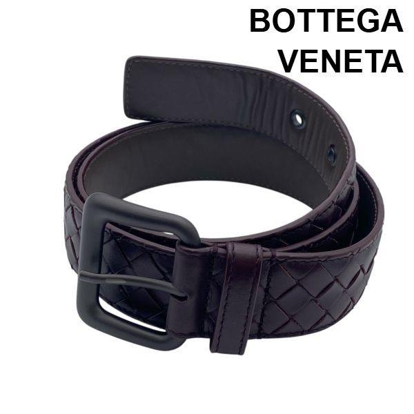● ボッテガヴェネタ BOTTEGA VENETA ベルト イントレチャート ピンバックル 5穴 バーガンディ レザー 90 CM 36 IN メンズ 6 D 017