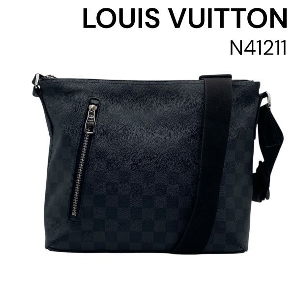 ● ルイヴィトン LOUIS VUITTON ダミエグラフィット ミックPM ショルダーバッグ N 41211 クロスボディ 黒 グレー系 キャンバス メンズ 6 D 011