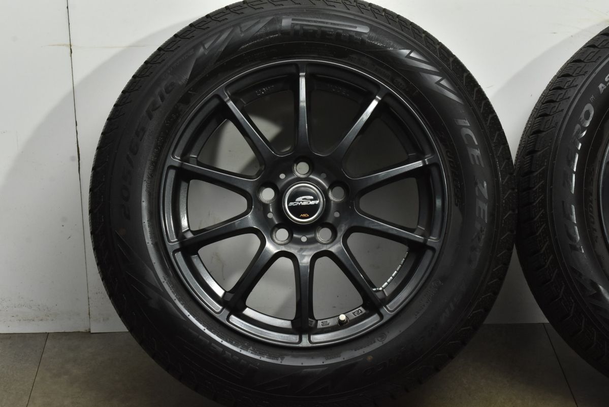  バリ溝 シュナイダー 16 in 6.5 J 38 PCD 114.3 2025年製 ピレリ アイスゼロアシンメトリコ 205|65 R ヤリスクロス 平座 16インチ タイヤ ホイールセット