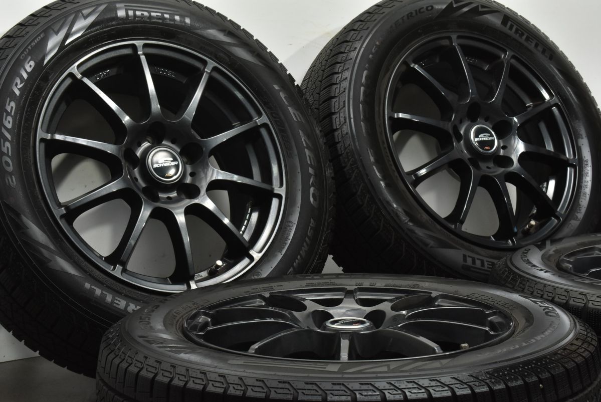 バリ溝 シュナイダー 16 in 6.5 J 38 PCD 114.3 2025年製 ピレリ アイスゼロアシンメトリコ 205|65 R ヤリスクロス 平座