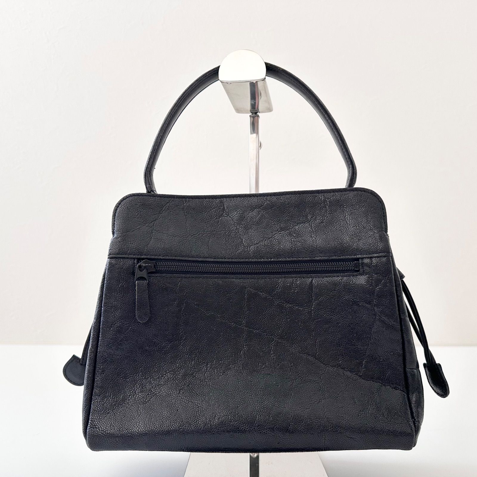 ⭐️新品⭐️　JRA　エレファントレザー　ハンドバッグ　ダイヤル錠　ブラック　象革 希少✨ JRA 認定 ゾウ革 象革 エレファントレザー ハンドバッグ