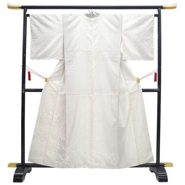 新古品】 本場大島紬 訪問着 着物 未使用 正絹 袷 大島紬 白大島 手