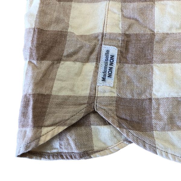 マドモアゼルノンノン Mademoiselle NONNON シャツ 七分袖 チェック柄