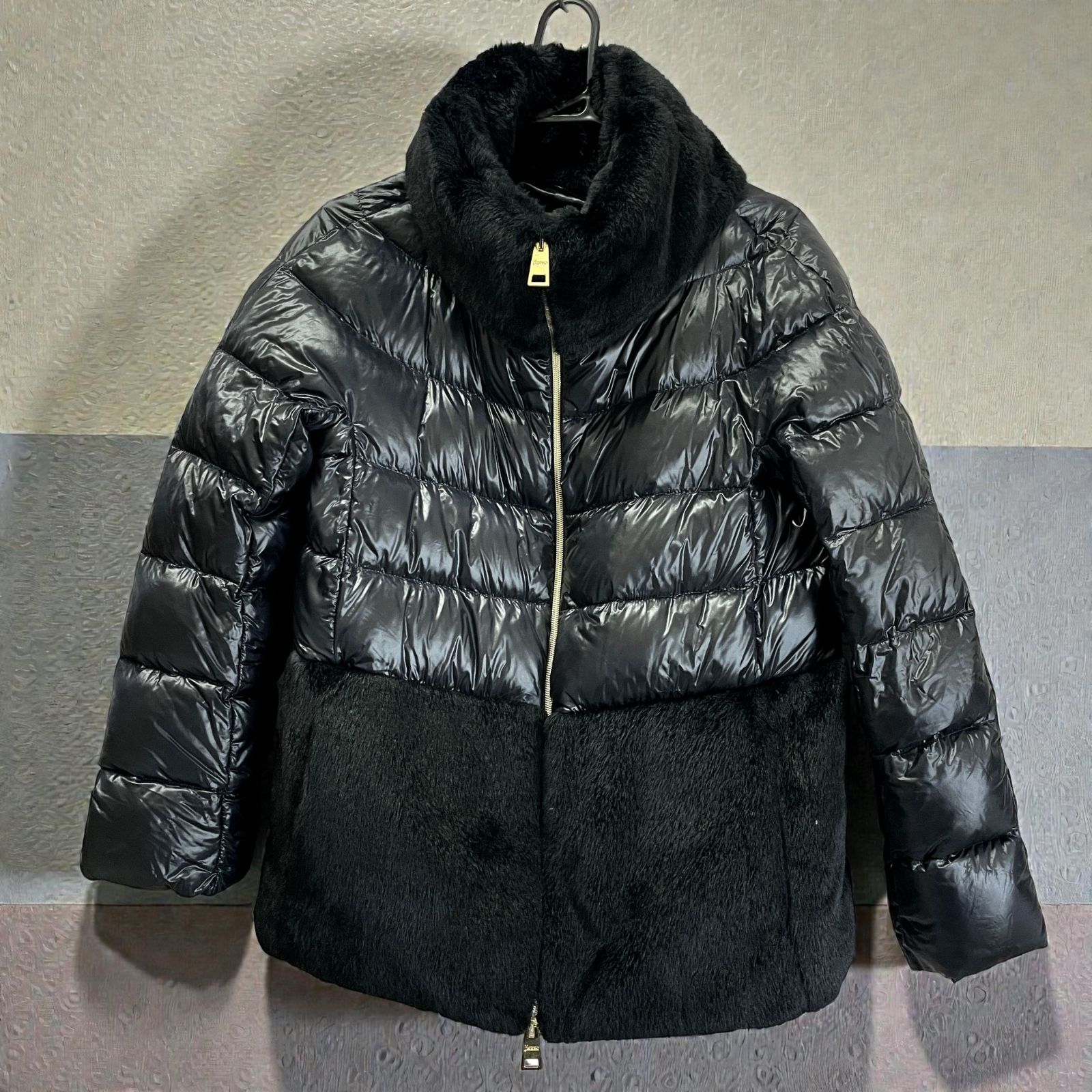 HERNO ヘルノ ダウンジャケット ナイロン×ポリエステル 40 レディース ブラック PI 1123 D エコファー